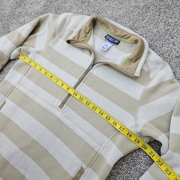 Patagonia Better Sweater 3/4 Zip Beige Cream Striped Fleece Jacket Womens Large - Picture 8 of 16